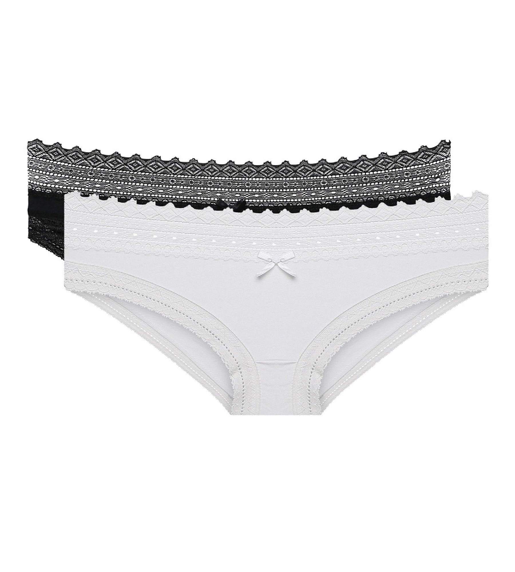 2 Pack Sexy Black & White Lace Cotton Panties - Comfortable & Fashionable Underwear for Women, Perfect for Date Night & Everyday Wear