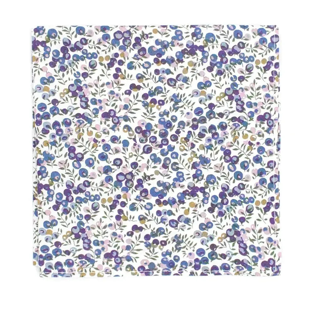 L A Smith Wiltshire Bud Blue Hank - Premium Liberty Fabric Handkerchief for Men & Women - Perfect for Weddings, Gifts & Everyday Elegance