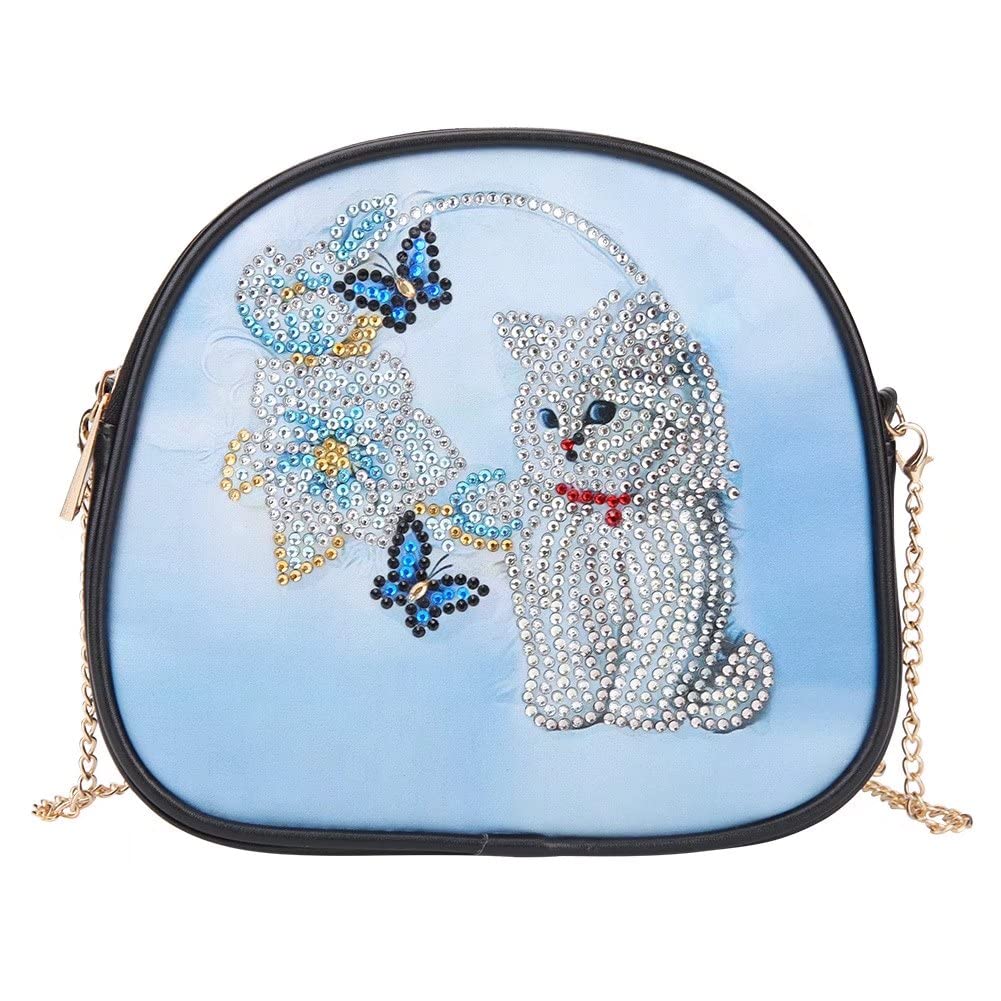 5D Diamond Painting Leather Purse for Women - Rhinestone Embellished Clutch & Crossbody Bag with Chain - Perfect for Parties, Weddings & Evening Events
