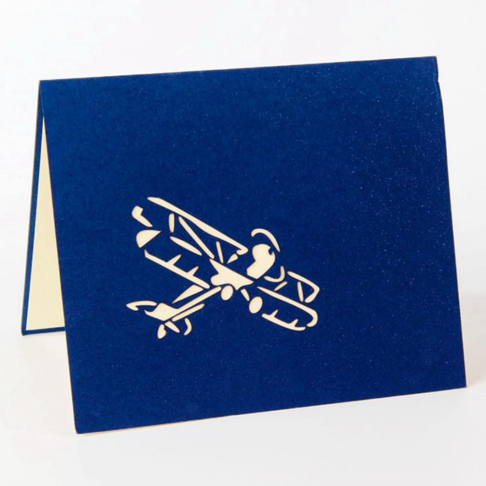 3D Blue Plane Pop Up Greeting Card for Father's Day, Birthday, Retirement - Perfect Gift for Dad, Husband, Son, Brother | Unique Handmade Paper Craft for Special Occasions & Celebrations