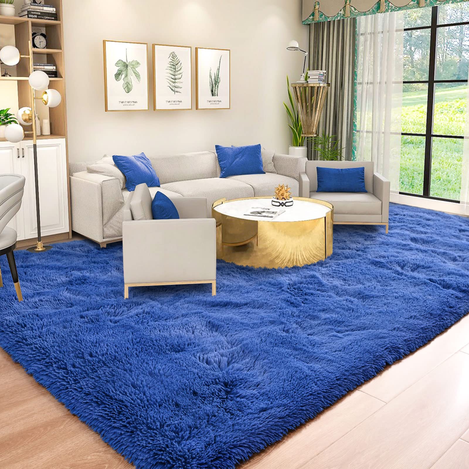 Navy Blue Fluffy Shag Area Rug 6x9 Feet - Ultra Soft Plush Carpet for Living Room, Bedroom, Nursery & Dorm Decor - Cozy Furry Rug for Kids Playroom, Teen Room & Home Decor
