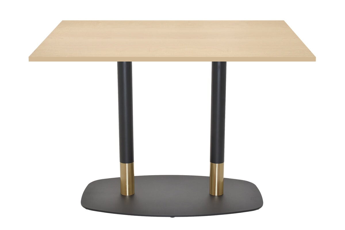 EZ Hospitality Givoli Cafe Table - Black/Brass Finish with Black Arc Base [1400L x 700W] - Perfect for Restaurants, Cafes & Outdoor Dining Areas