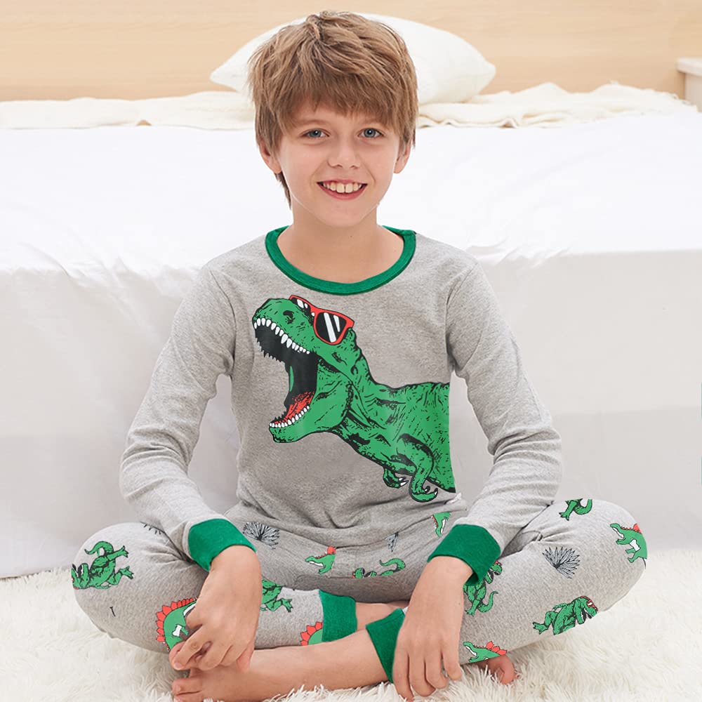 Boys' Cotton Pajama Set with Monster Truck & Dinosaur Print - 2-Piece Toddler Sleepwear for Ages 2-7 Years | Soft & Comfortable Kids PJs for Bedtime & Lounging