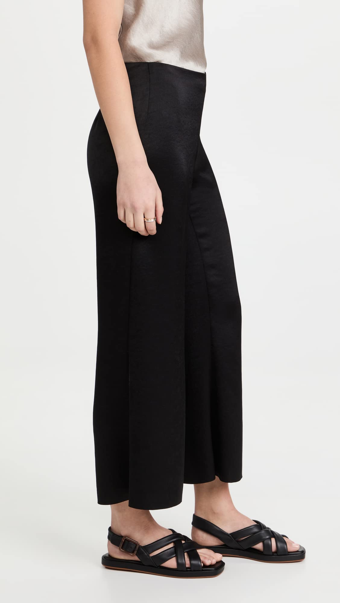 Vince Women's Satin Wide Leg Flare Pants - Elegant High Waist Palazzo Trousers for Work, Party & Evening Wear | Comfortable Stretch Fabric for Office, Dinner & Special Occasions