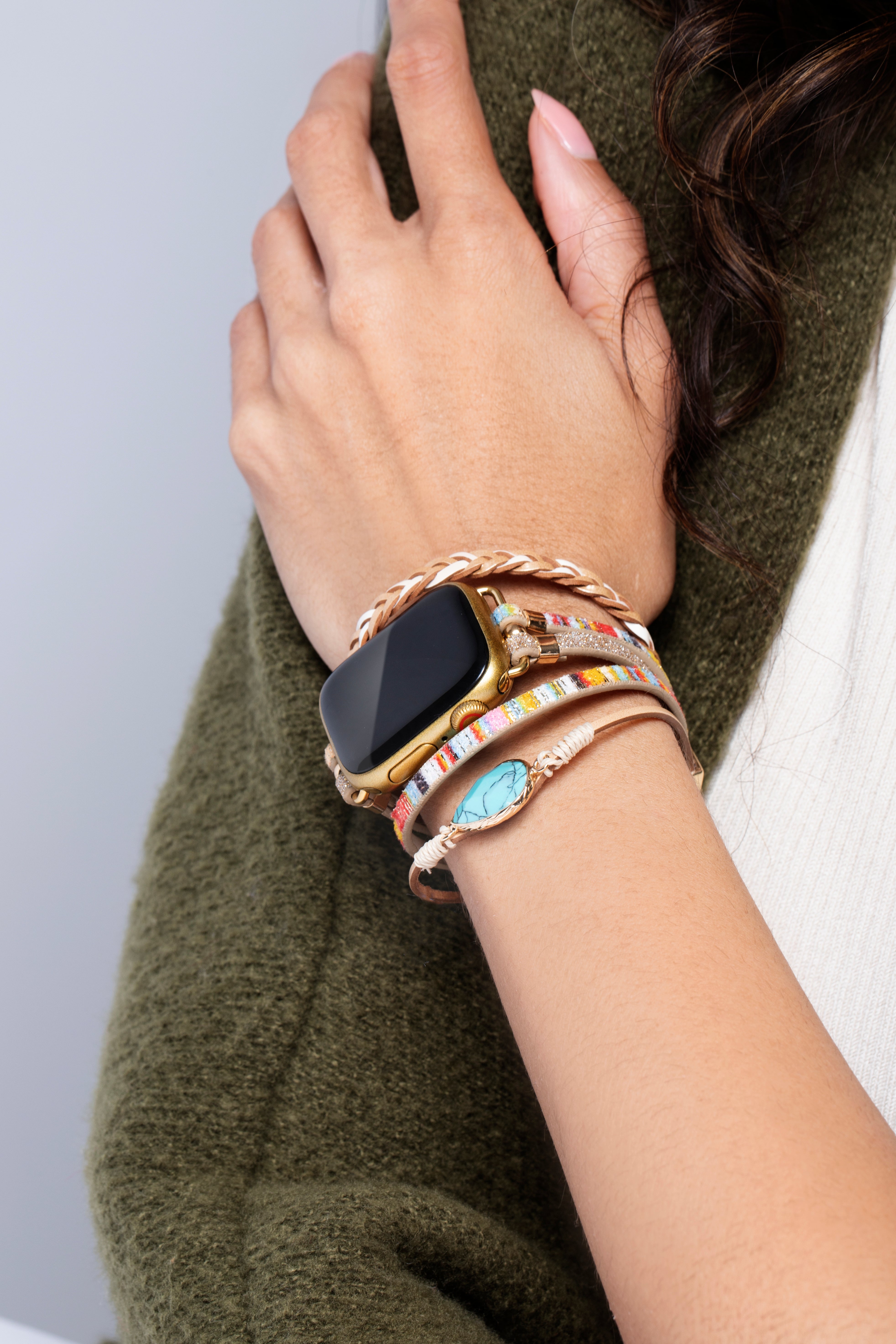 Handmade Bohemian Leather Apple Watch Band - Adjustable Strap for Women & Men - Perfect for Casual, Office & Outdoor Activities