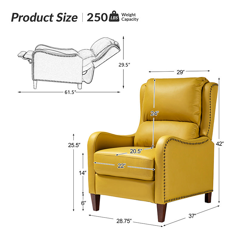 Deliat Genuine Leather Recliner Chair - Premium Comfort for Living Room, Home Theater & Office - Adjustable Footrest & Lumbar Support - Brown PU Leather Sofa for Relaxation & Entertainment