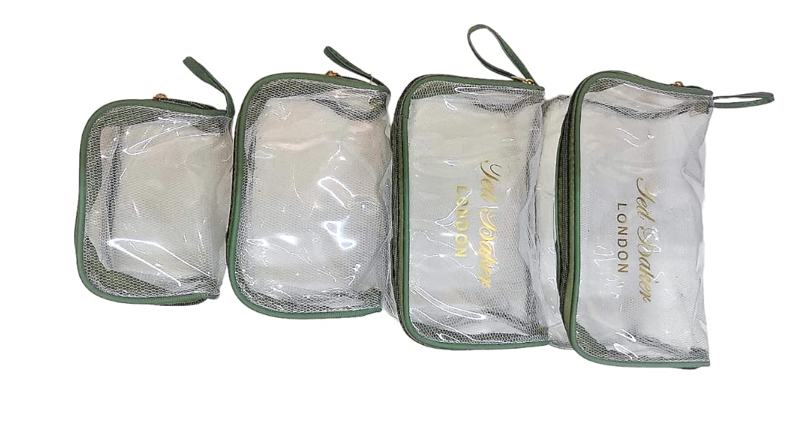 Multipurpose Travel Cosmetic Bag for Men & Women - Waterproof Makeup & Toiletry Organizer Pouch (4-Pack, Green) - Perfect for Airplane, Gym, Camping & Business Trips