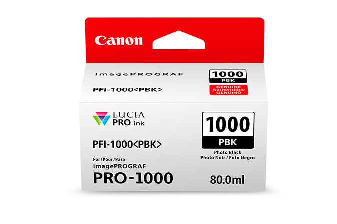 Canon PFI-1000 LUCIA PRO Photo Black (PBK) Ink Cartridge 80ml - Compatible with PRO-1000 Printer | High-Quality Photo Printing for Professional Photographers & Artists