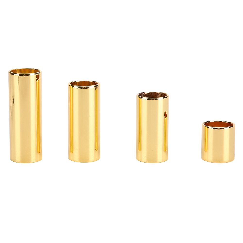 4-Piece Metal Slide Bar Set - Gold String Slides for Electric Guitar - Perfect for Finger Knuckle Playing & Blues Solos
