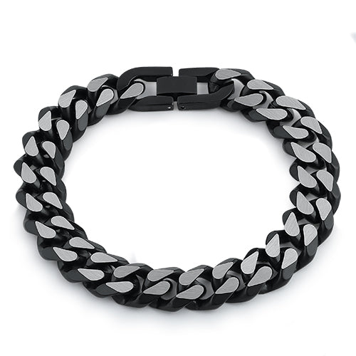 Stainless Steel Curb Chain IP Black Link Bracelet for Men & Women - Durable Fashion Jewelry for Everyday Wear, Gifts & Special Occasions
