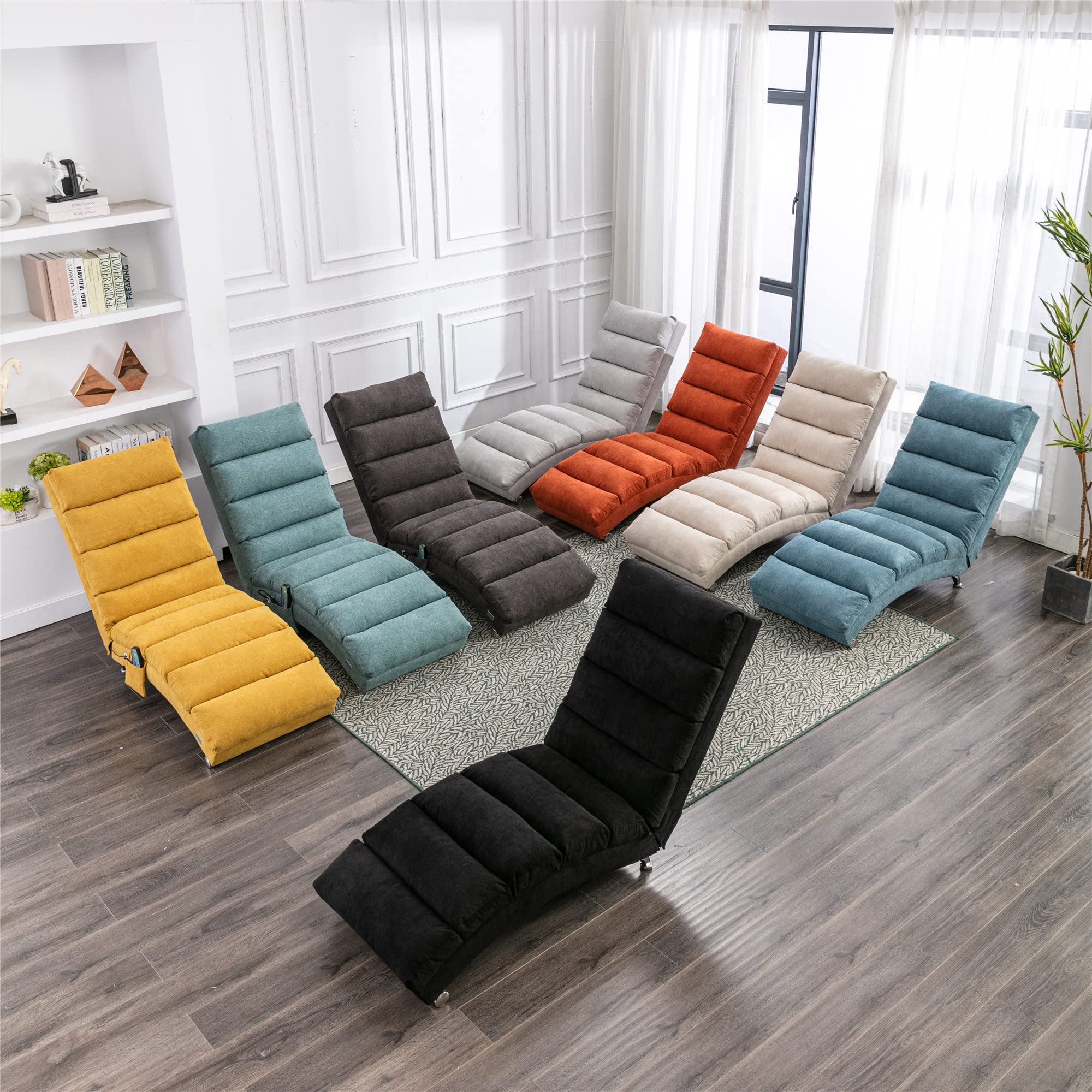 Electric Recliner Massage Chaise Lounge Chair - Modern Ergonomic Linen Chaise Leisure Accent Chair for Living Room, Office & Bedroom - Perfect for Relaxation, Reading & Napping (Teal)