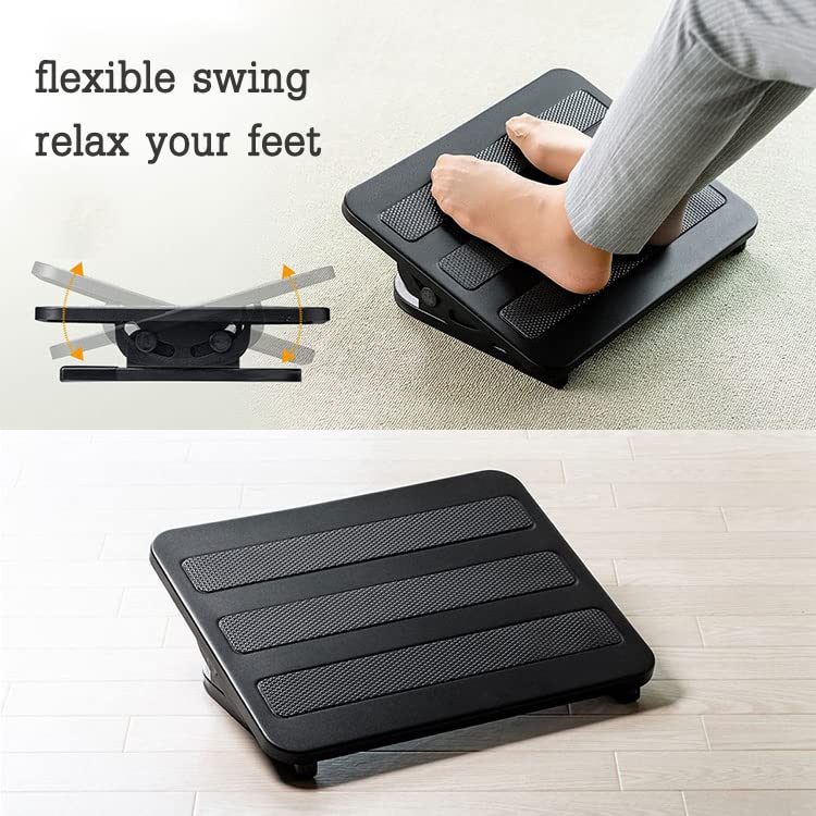 Ergonomic Adjustable Tilting Footrest for Office & Gaming Chairs - Non-Slip Under Desk Foot Rest with Large Platform - Black (Perfect for Home Office, Workstations & Long Computer Sessions)
