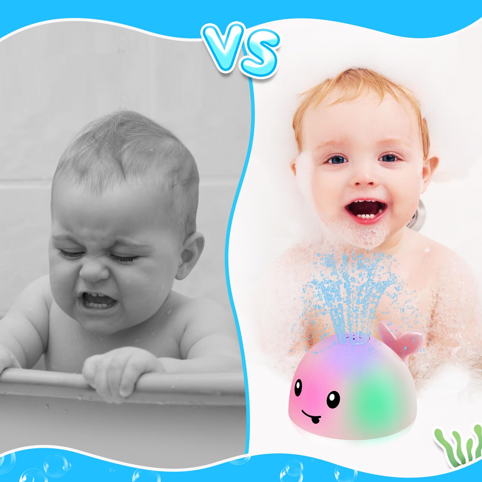 **Light Up Whale Bath Toy Sprinkler for Toddlers & Kids Ages 3+ | Fun Baby Bath Toys with Fountain Water Spray | Perfect for Bathtime, Baby Showers, Easter Baskets & Birthday Gifts**
