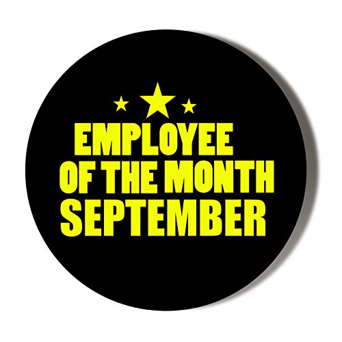 Employee of the Month September Award - 58mm Handheld Mirror with Yellow Text on Black Background - Perfect for Office Recognition, Awards Ceremonies & Motivational Gifts