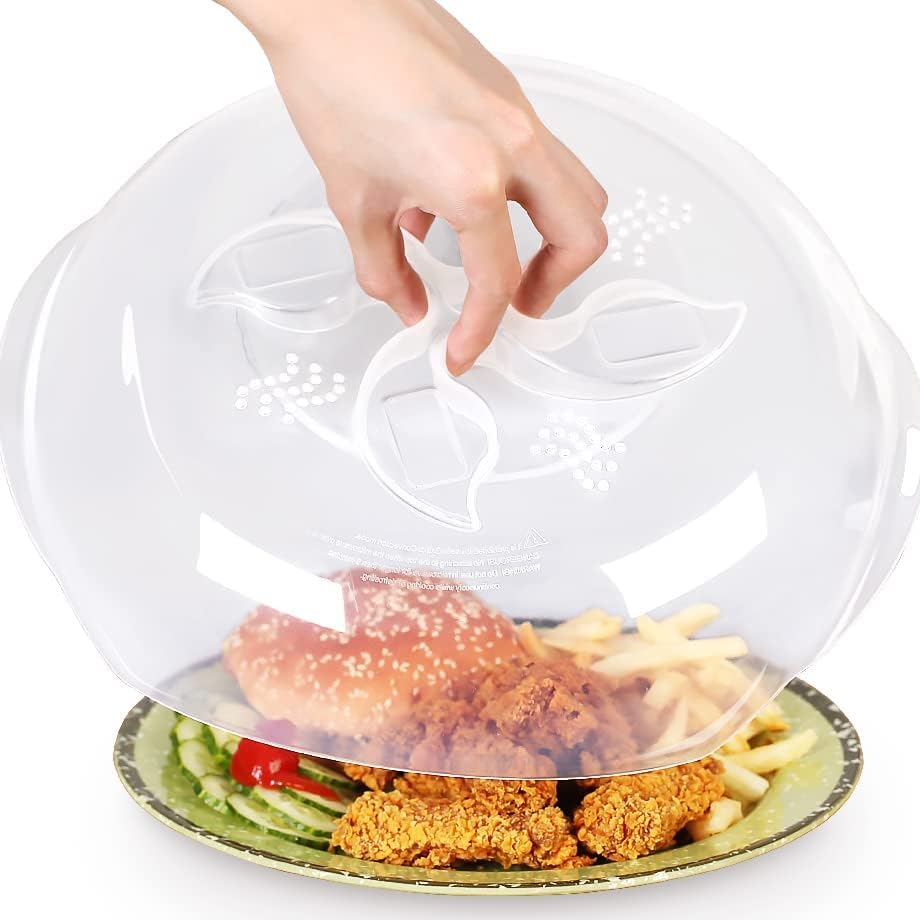 Microwave Splatter Cover - 11.8 Inch Large BPA-Free Clear Microwave Plate Cover with Steam Vents | Dish Guard Lid for Oven Cooking | Perfect for Reheating Food, Preventing Mess in Microwave