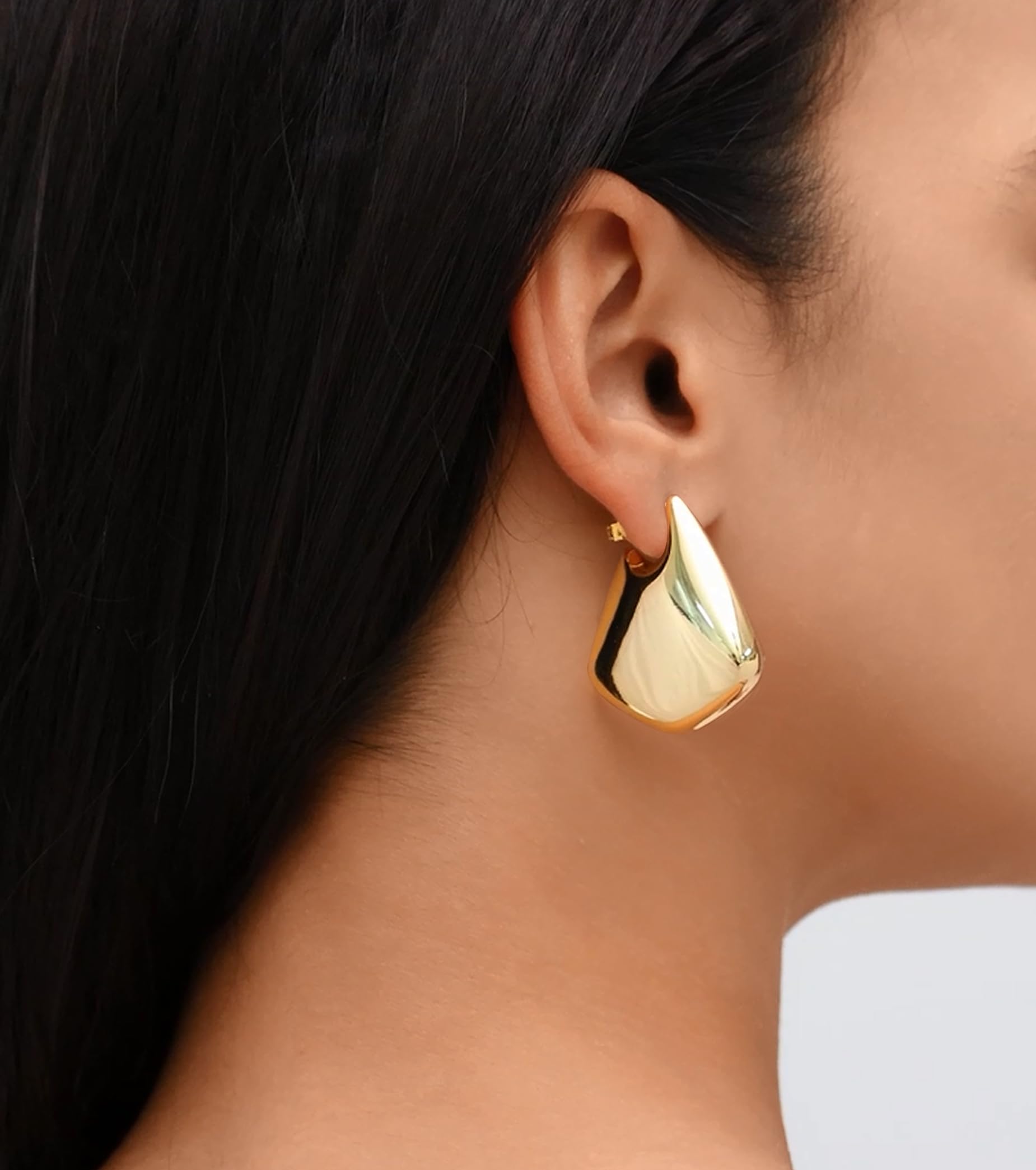 Chunky Statement Drop Hoop Earrings for Women - Trendy Gold & Silver Hoop Earrings, Fashion Jewelry Gifts for Her - Perfect for Parties, Weddings & Everyday Wear