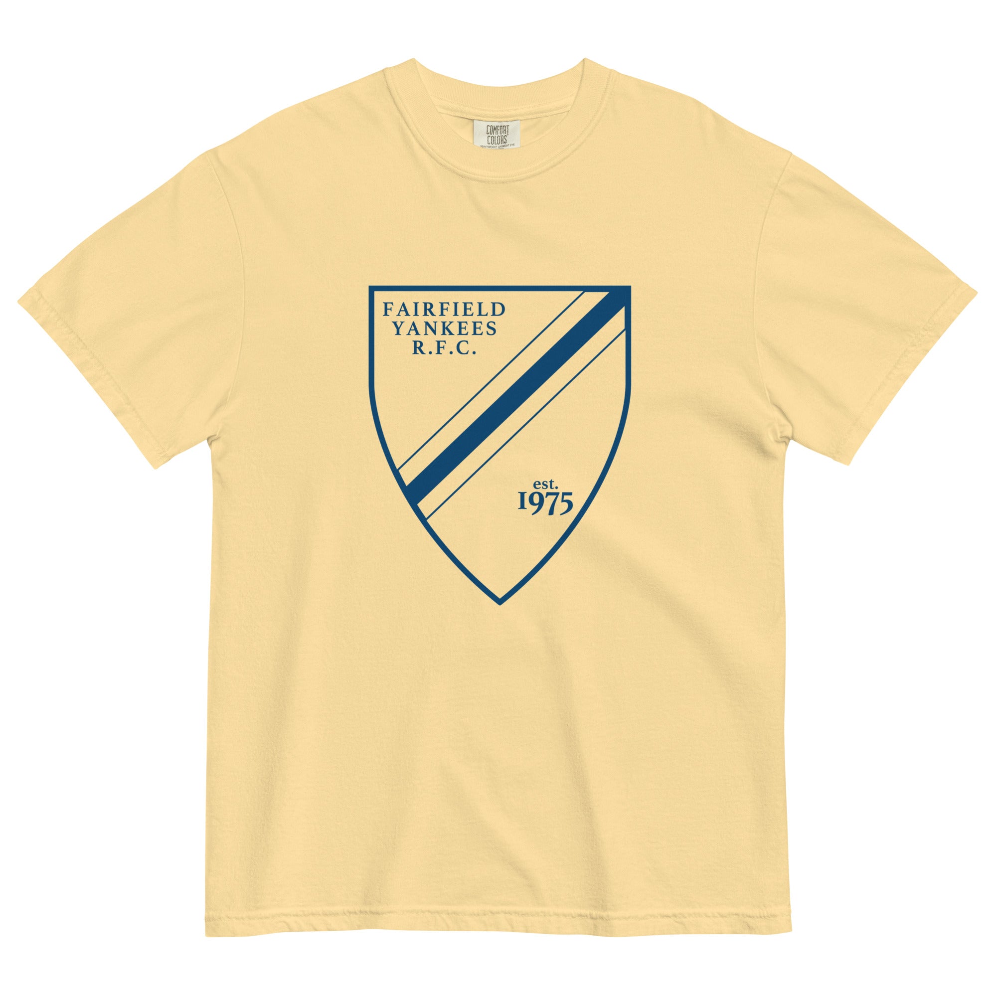 Fairfield Yankees RFC Garment Dyed Cotton T-Shirt - Vintage Washed Soft Crewneck Tee for Men | Casual Wear, Sports Fan Apparel, Everyday Outfits