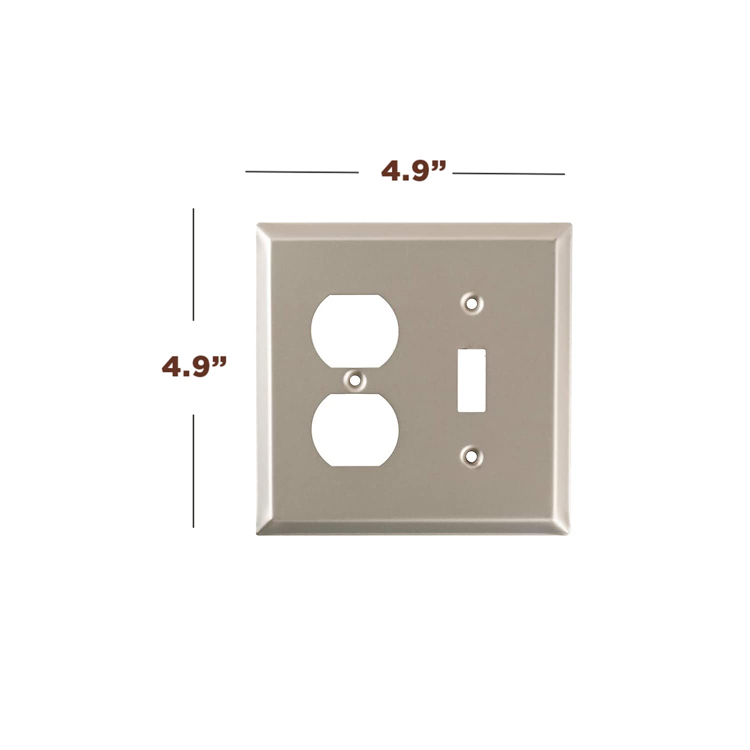 SLEEKLIGHTING Brushed Nickel Outlet Covers and Switch Plates - Decorative Wall Plate Light Switch Cover (2-Pack) - Variety of Styles: Decorator/Duplex/Toggle/2-Gang Combo - Perfect for Home, Office & Commercial Renovation