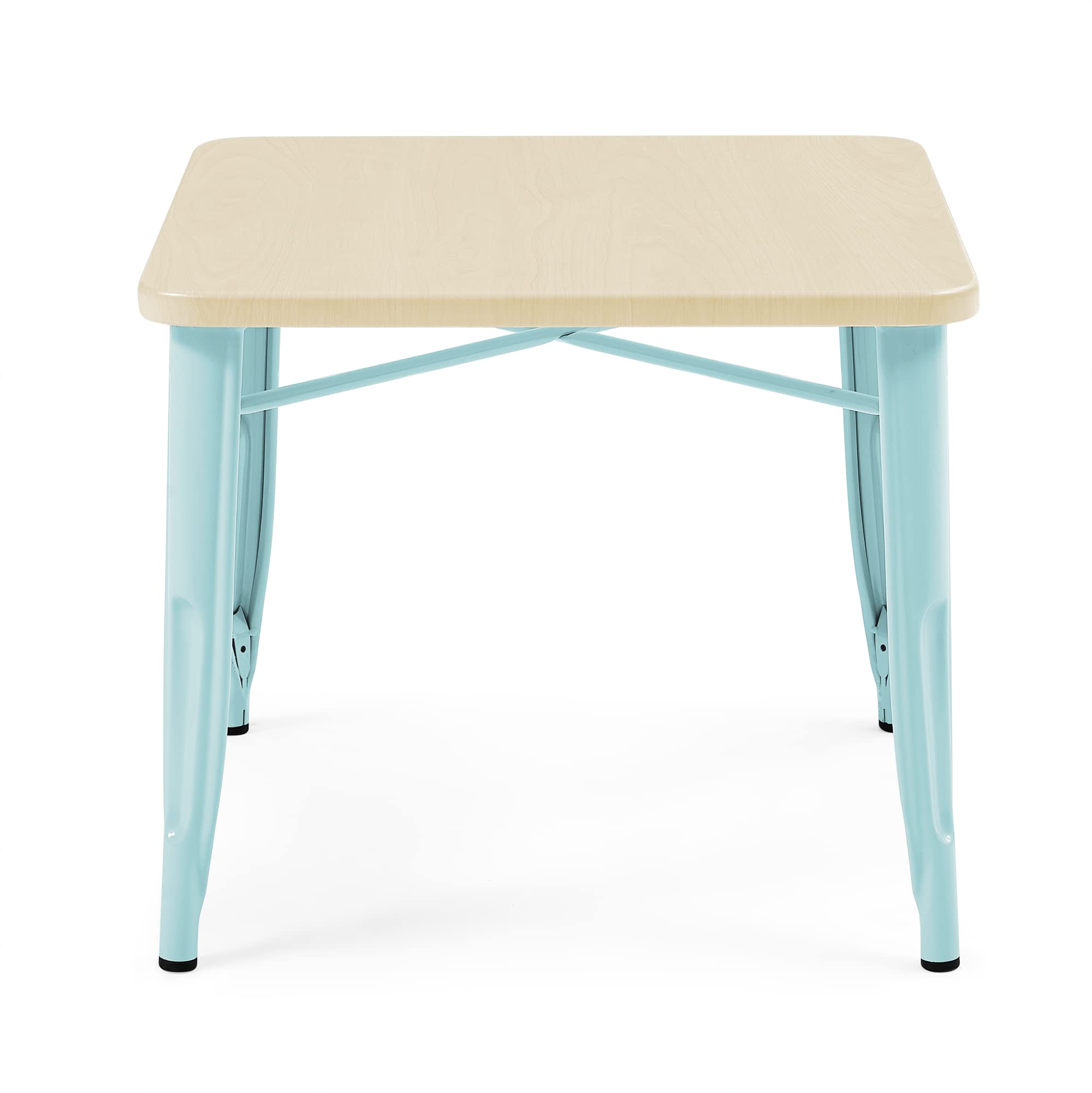 Delta Children Bistro Kids Play Table - Sturdy Aqua Metal & Natural Birch Activity Table for Arts & Crafts, Snack Time, Homeschooling & Homework - Perfect for Playrooms, Classrooms & Daycare Centers