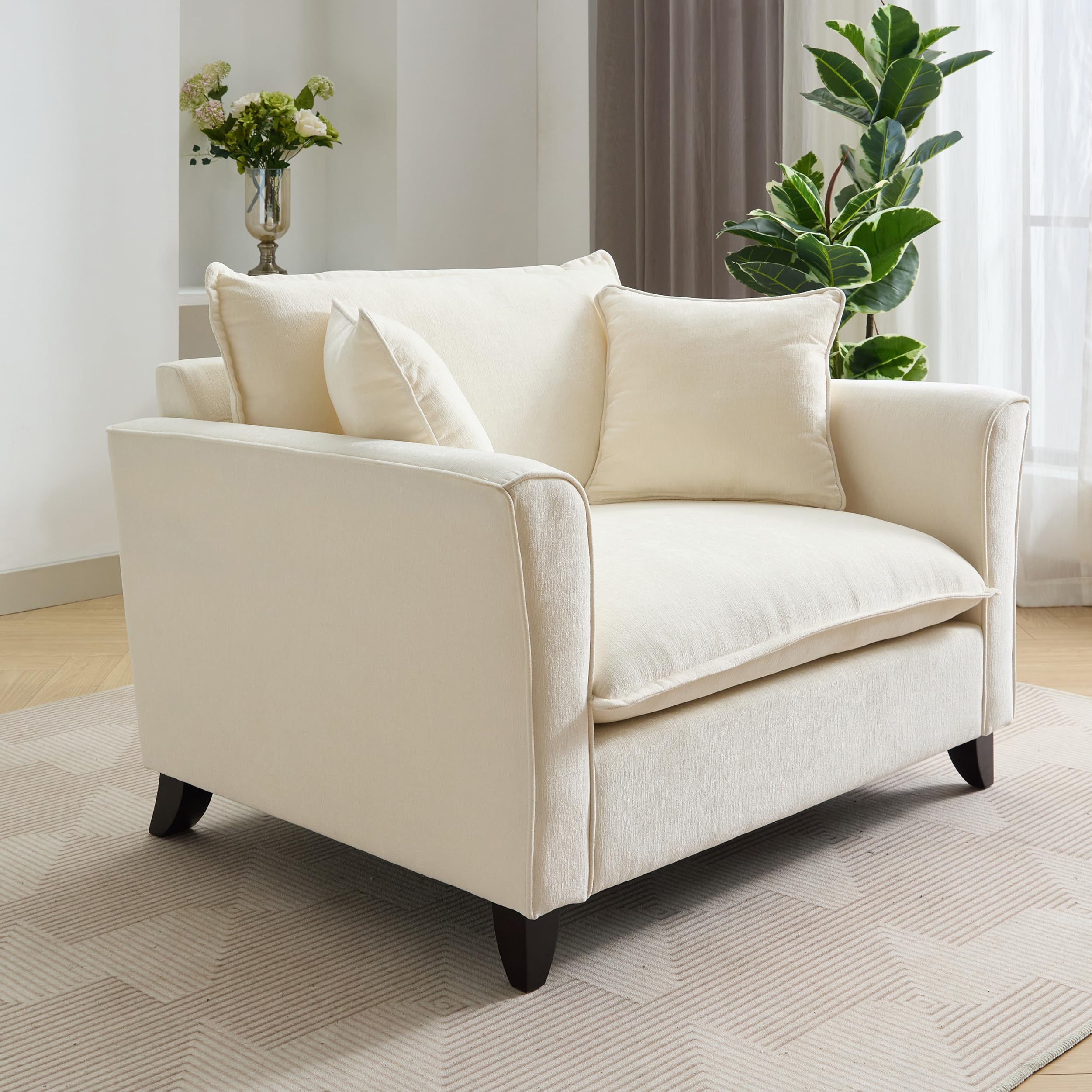 HABITRIO Oversized Chenille Armchair - Comfy Accent Chair for Living Room & Bedroom