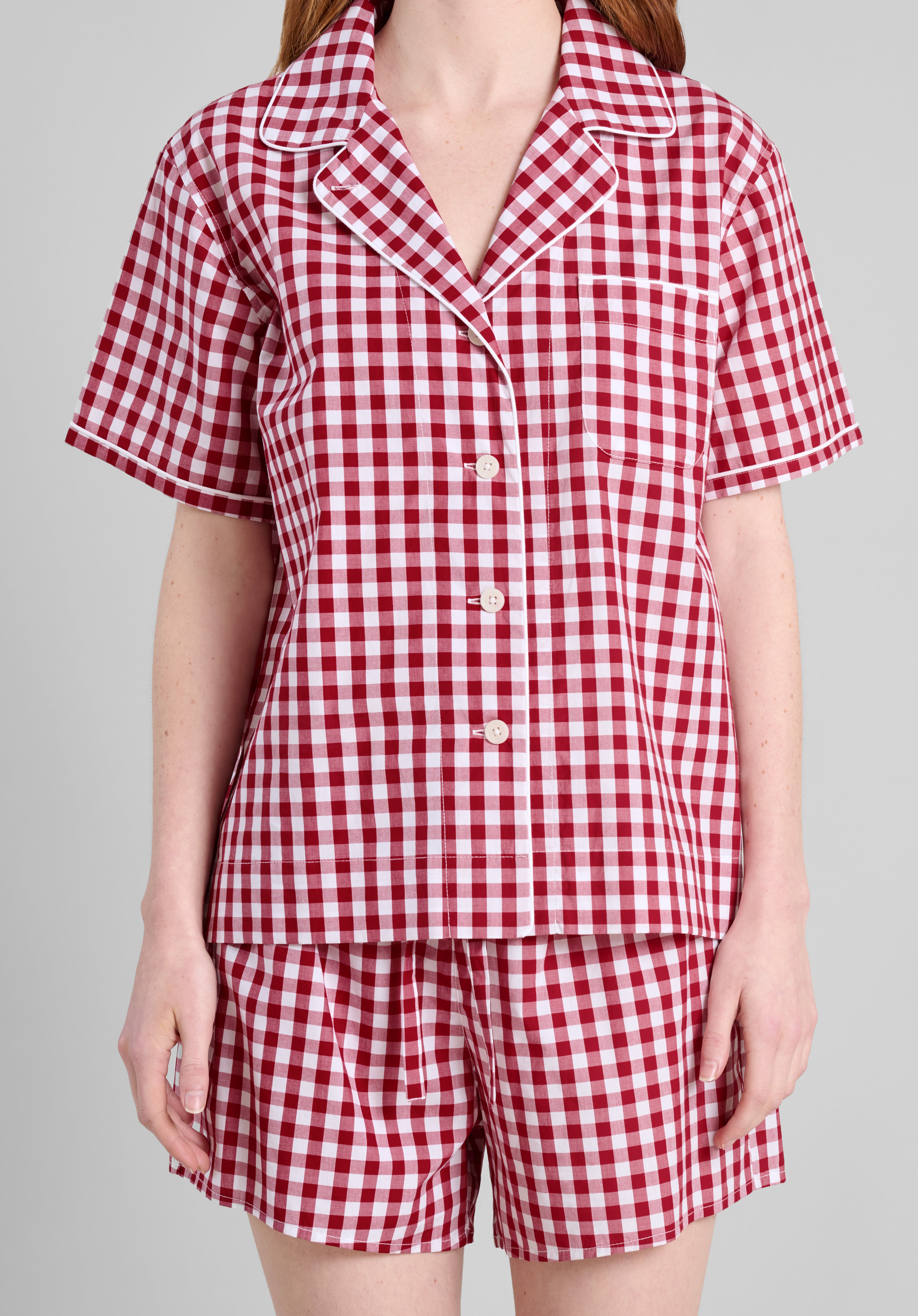 Corita Women's Pajama Set - Large Size Red Gingham Print Sleepwear | Soft & Comfortable Nightwear for Lounge, Sleep & Relaxation at Home