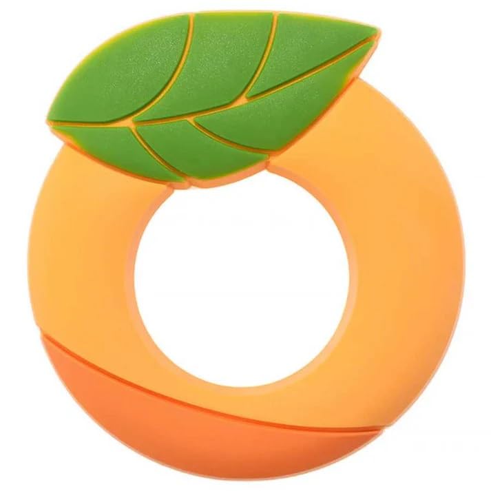 Organic Baby Teether for Teething Relief - 100% Food-Grade Silicone Teething Toys for Infants 0-48 Months | BPA-Free, PVC-Free, Non-Toxic | Easy-Grip Handles with Carry Bag | Perfect for Home, Travel & Daycare (Orange) - Soothing Chew Toy for Newborns & Toddlers