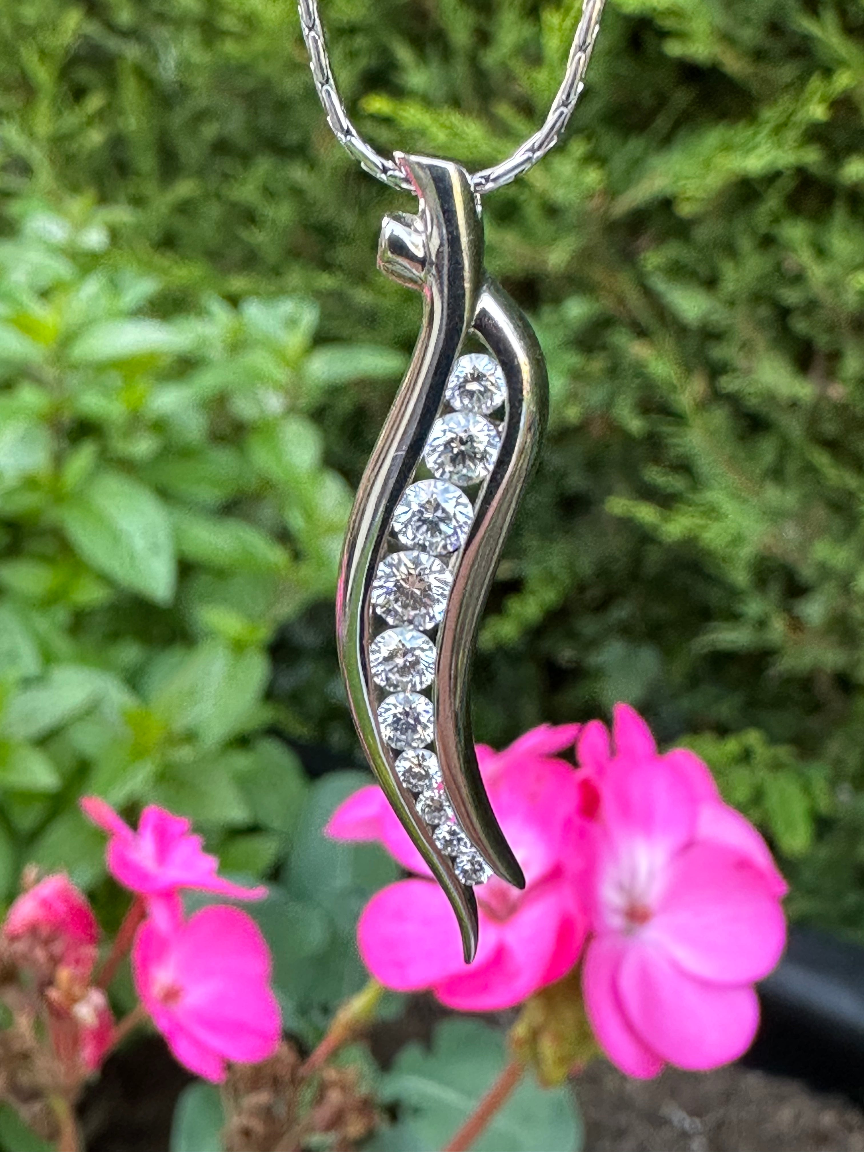 18ct White Gold 0.96ct Diamond Cascade Pendant Necklace - Elegant Jewelry Gift for Women, Perfect for Weddings, Anniversaries & Special Occasions