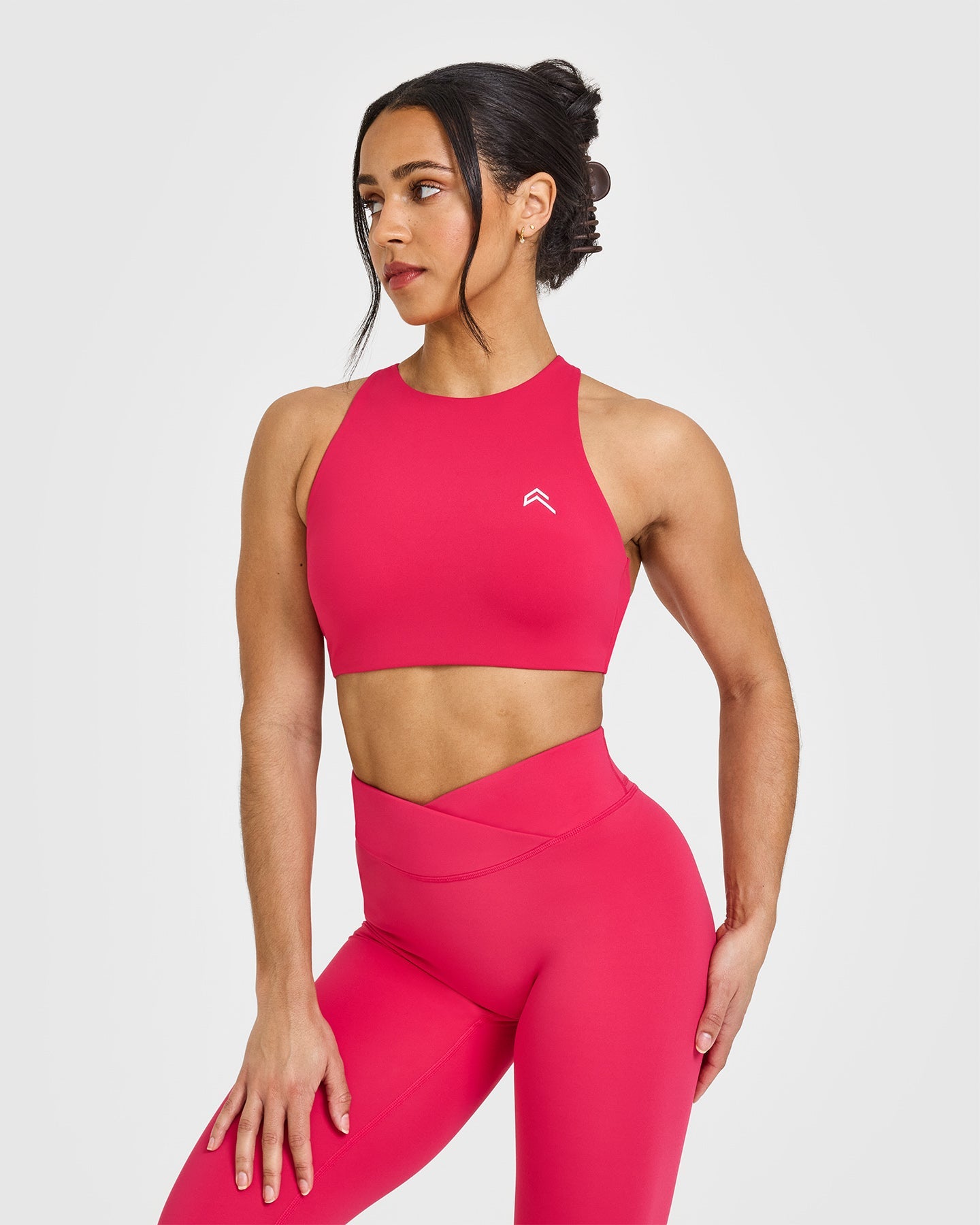 EasyLift™ High Neck Sports Bra for Women - Supportive Workout Top in Berry Bloom Color | Perfect for Yoga, Running & Gym Training