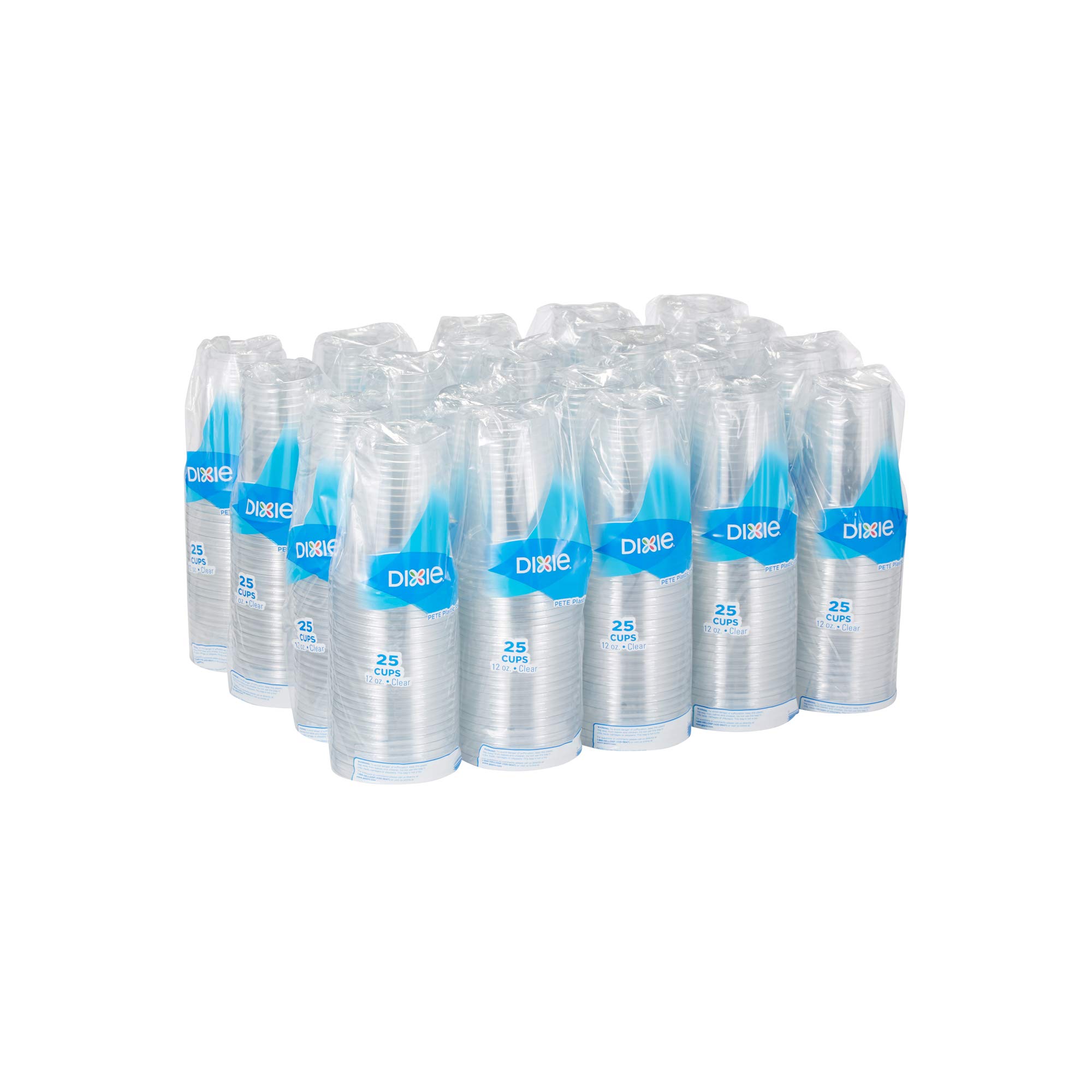 Dixie 12 oz. Clear Plastic Cold Cups - PETE Material by GP PRO (500 Count, 20 Sleeves) | Perfect for Parties, Picnics & Beverage Service | BPA-Free Disposable Drinkware