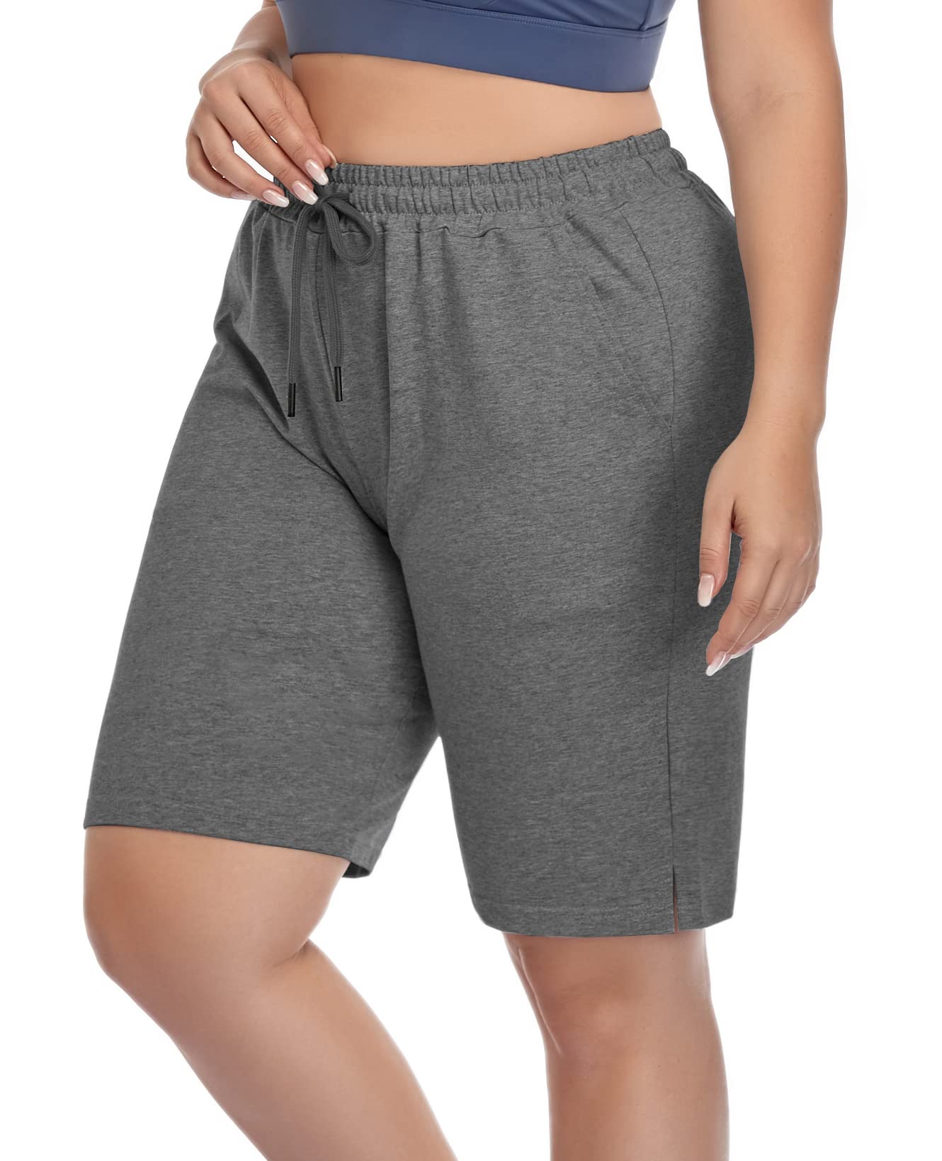 ZERDOCEAN Women's Plus Size Casual Sports Shorts - Lounge Yoga Pajama Walking Sweat Shorts with Pockets for Workout, Running, Gym & Home Comfort