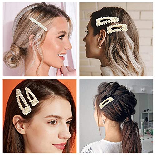 Shidara Pearl Hair Clips for Women & Girls - Large Fashion Hair Pins & Barrettes Set (12 Pieces, Multi-Color) - Perfect for Weddings, Parties & Everyday Styling