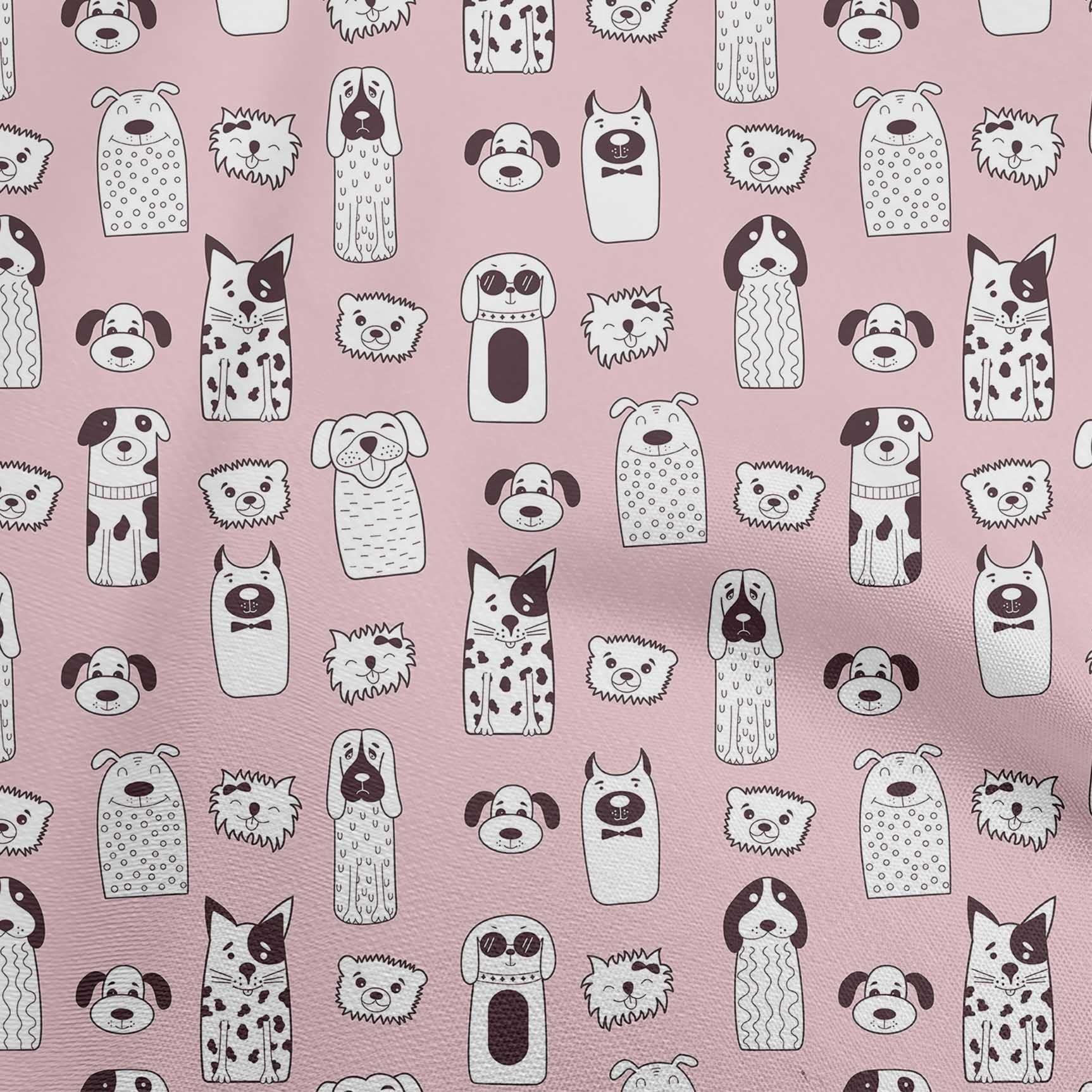 oneOone Silk Tabby Light Pink Floral & Puppies Dress Fabric - 42 Inch Wide by The Yard | Perfect for DIY Dresses, Skirts & Home Decor Projects