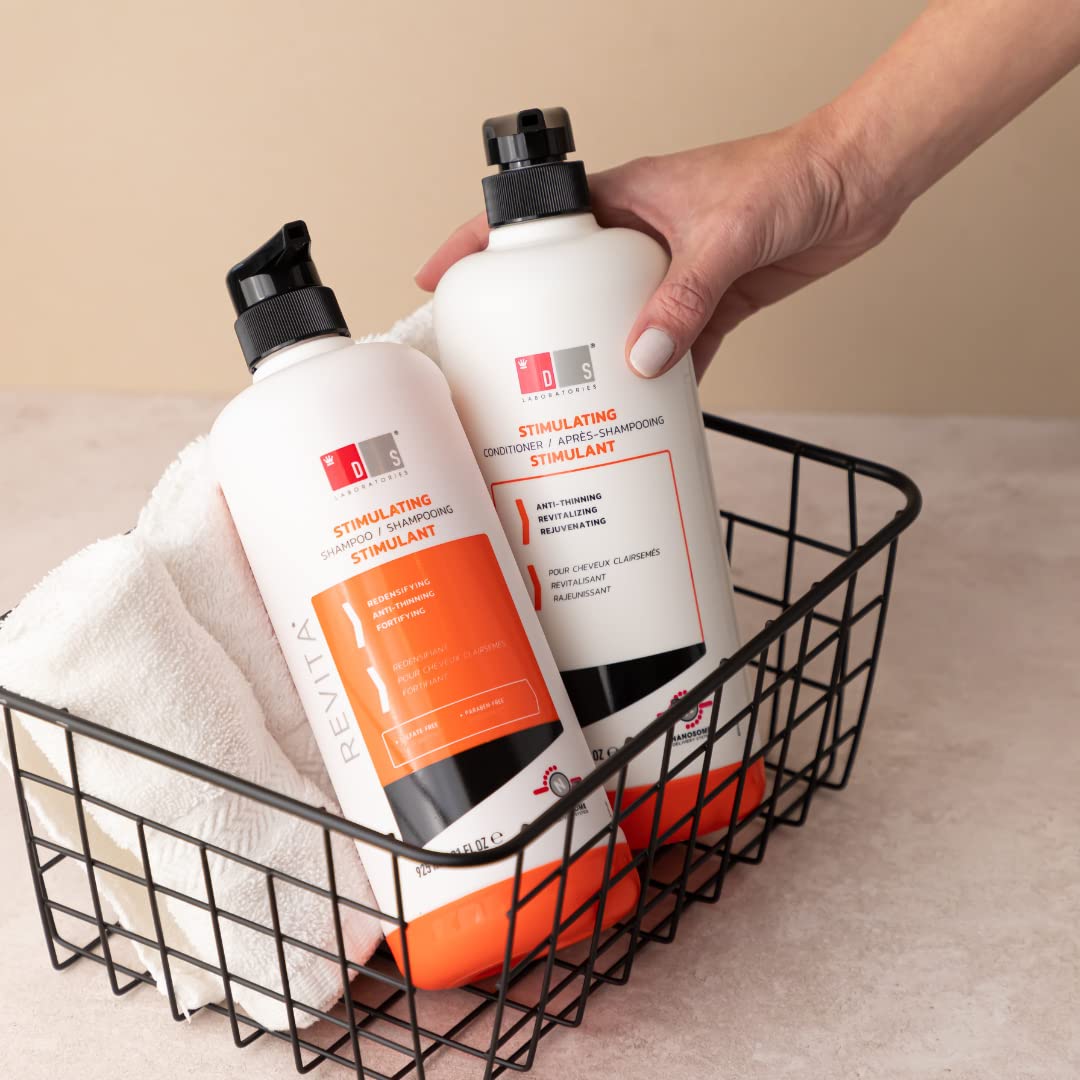 DS Labs Revita Shampoo & Conditioner Set with Hair Growth Tablets - Thickening Shampoo for Hair Regrowth, Biotin-Enriched Conditioner & Hair Vitamin Supplements for Fuller Hair - Perfect for Thinning Hair Care & Scalp Health (For Men & Women)
