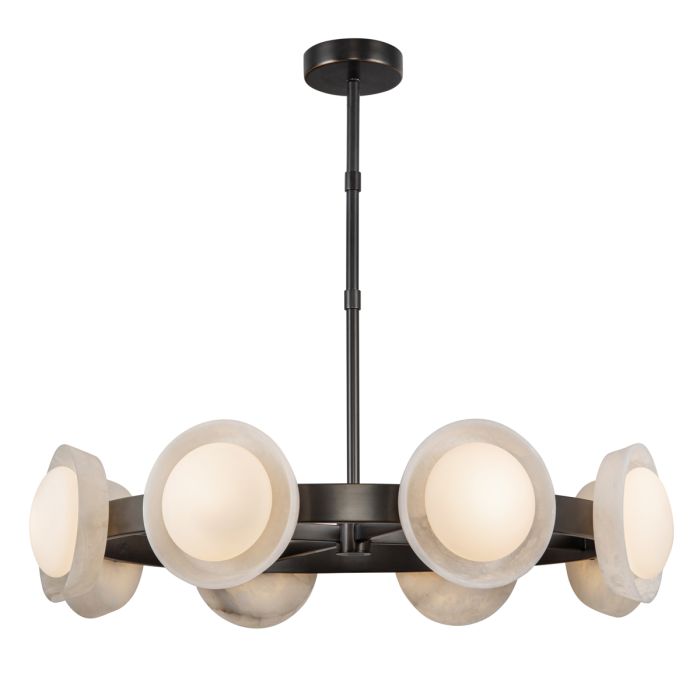Alonso 8-Liter LED Chandelier Pendant Light - Vintage Brass & Urban Bronze Finish - Elegant Dining Room & Foyer Lighting Fixture