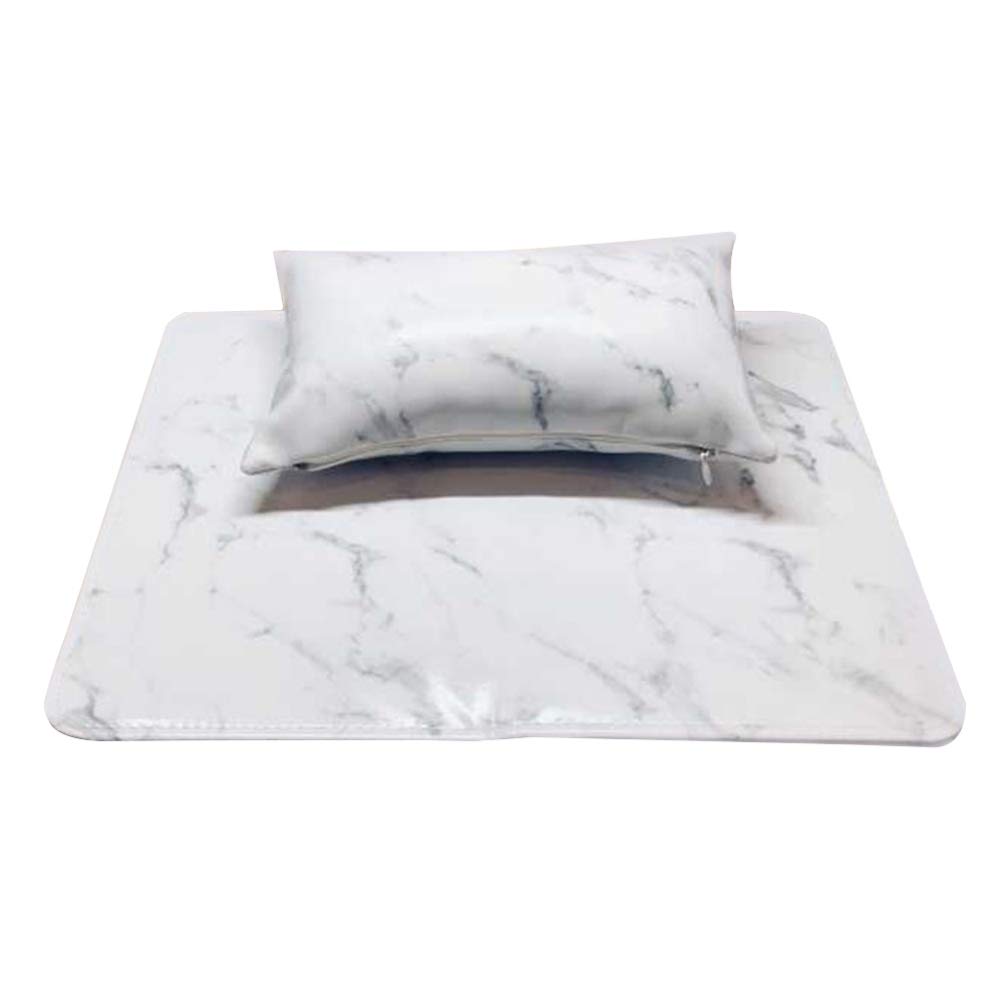 EXCLUZO Nail Hand Rest Cushion - Salon Hand Holder & Arm Support Pillow for Manicure, Pedicure & Nail Art - Comfortable White Marbling Design - Perfect for Nail Salons, Home Spa & Professional Nail Technicians