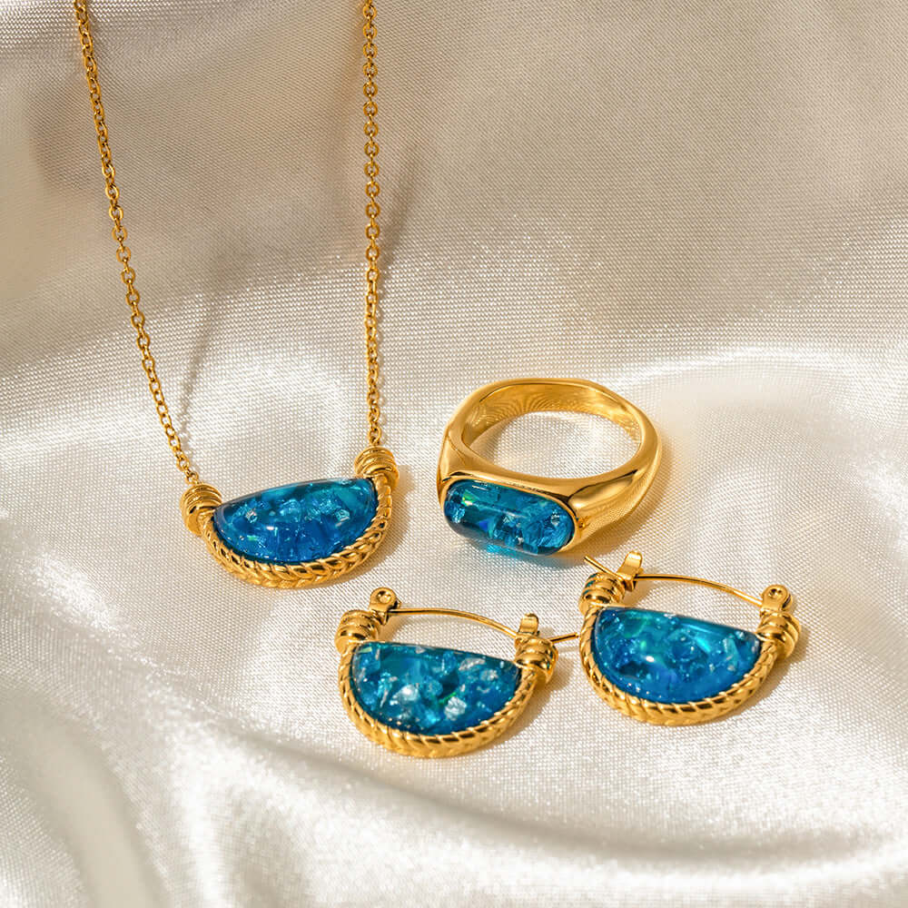 18K Gold Boho Fan Shape Chain Necklace Set - Stainless Steel Jewelry for Women | Elegant Layering Necklace for Party, Wedding & Everyday Wear | JDN046