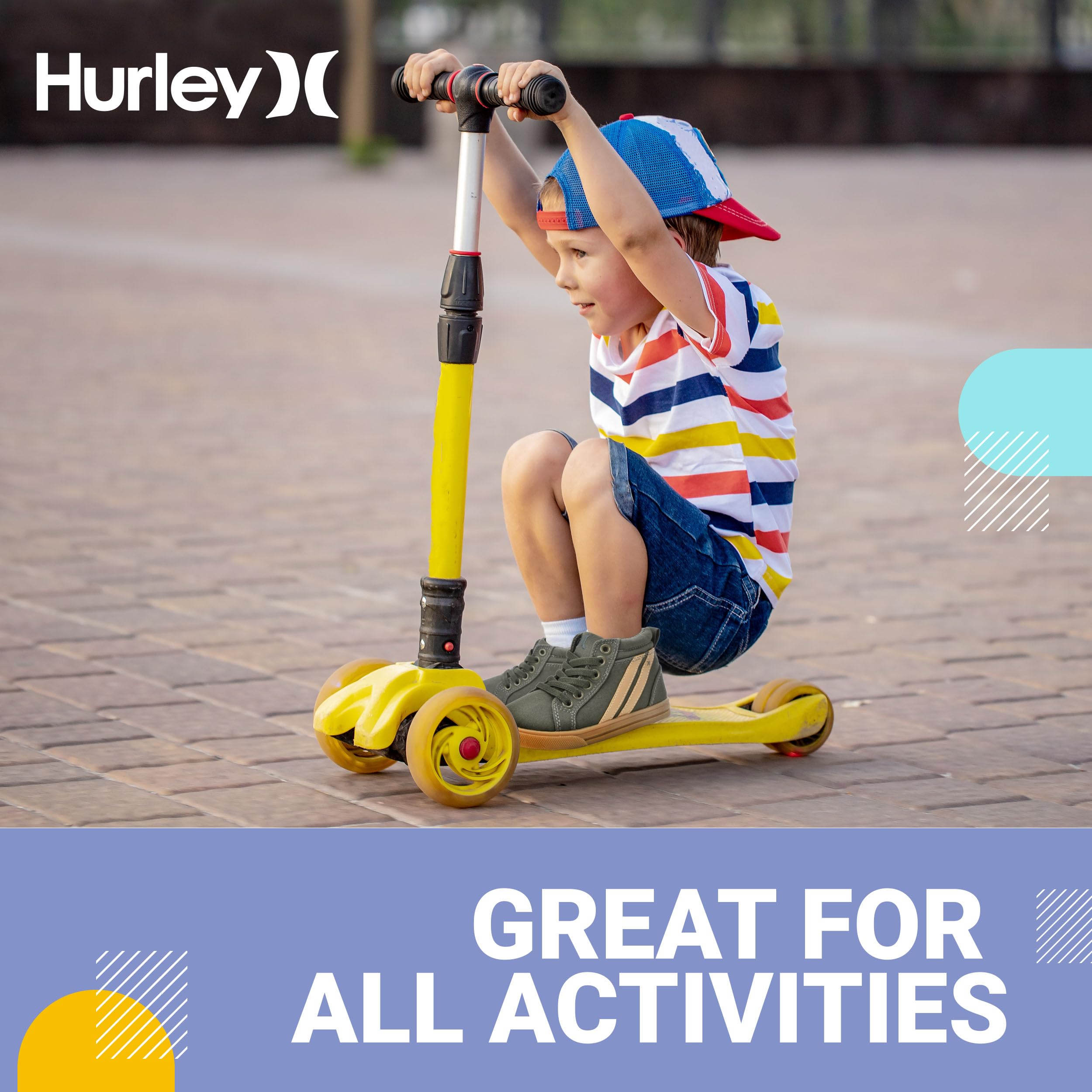 Hurley Kids Toddlers Elastic Laces Canvas Sneakers - High Top Skate Shoes for Boys & Girls, Comfortable Athletic Shoes for School & Play, Perfect for Toddler Sports & Daily Wear
