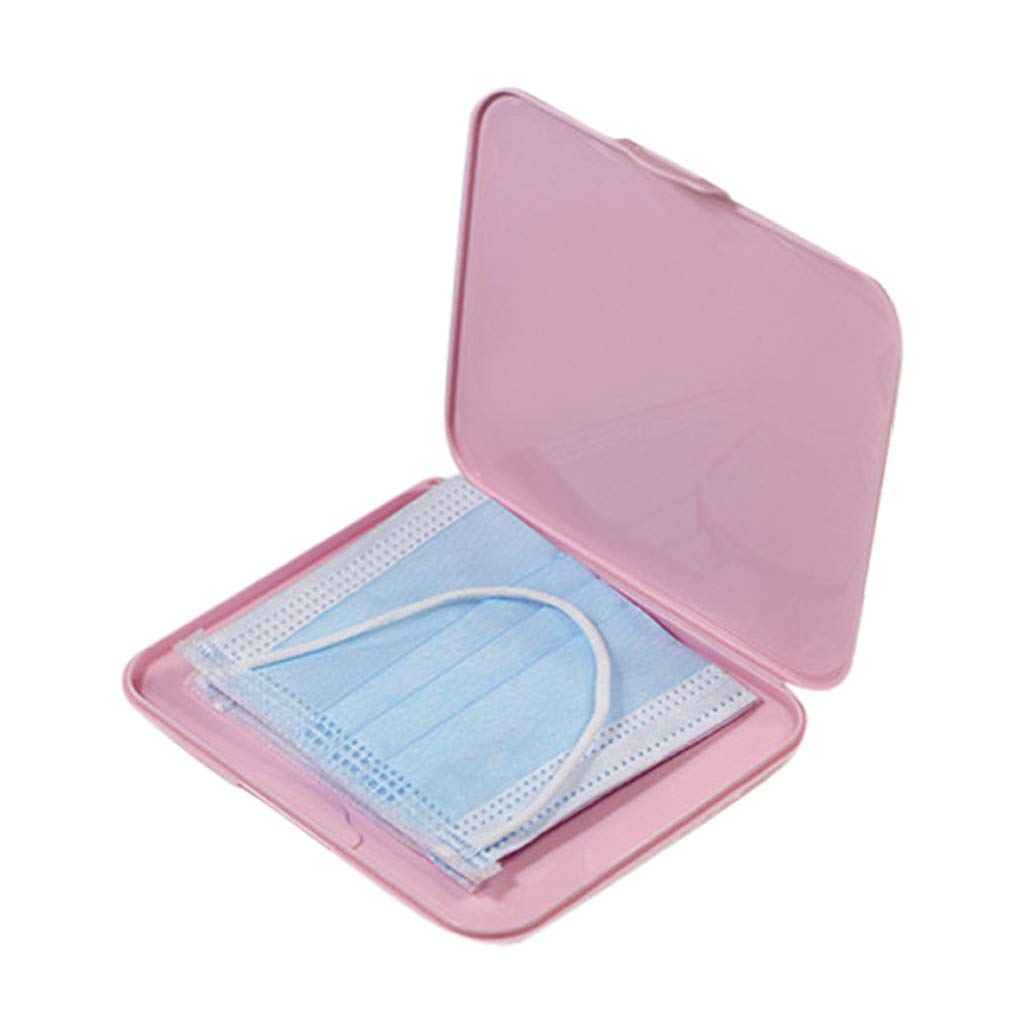 Portable Face Mask Storage Case - Reusable Travel Organizer for Masks, 13x13x2cm Pink Anti-Pollution Clips Box (Mask Not Included) - Perfect for Travel, Office & Daily Protection