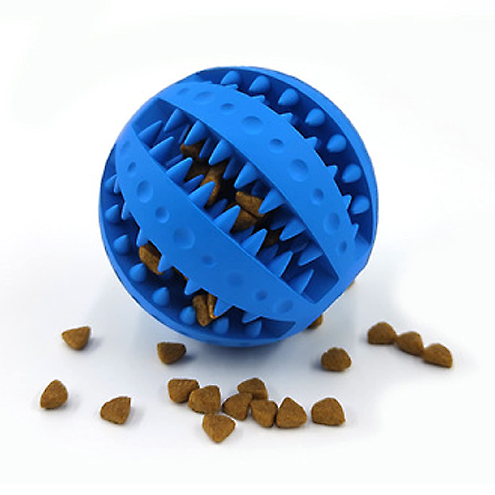 HXJWG Interactive Dog Treat Ball Toy - Durable Squeaky Chew Toy for Medium & Large Dogs | Teeth Cleaning & Boredom Relief Puzzle | Non-Toxic Bite-Resistant Treat Dispenser (Blue) | Perfect for Training, Playtime & Mental Stimulation