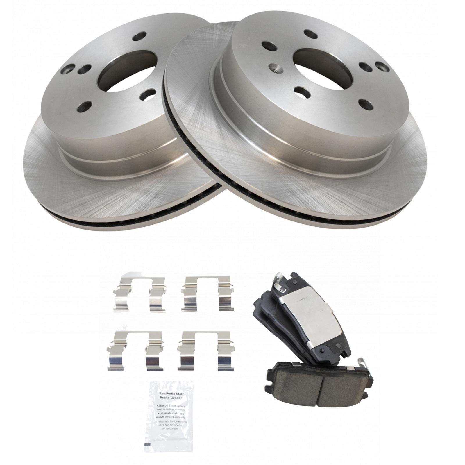 TRQ Rear Brake Pad and Rotor Kit with Ceramic Brake Pads - Compatible with 2010-2017 Chevrolet Equinox & GMC Terrain | Durable Braking Performance for City Driving and Highway Commutes