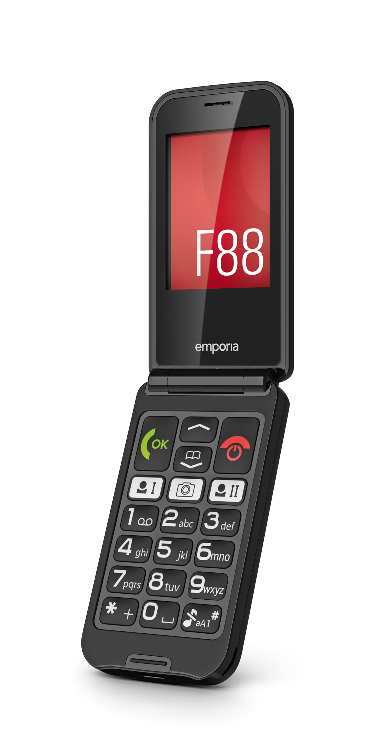 EmporiaTALKglam Senior Flip Phone - No Contract, Easy-to-Use Mobile Phone with Emergency Button, 2.4-Inch Screen, Black - Perfect for Elderly Users & Emergency Situations