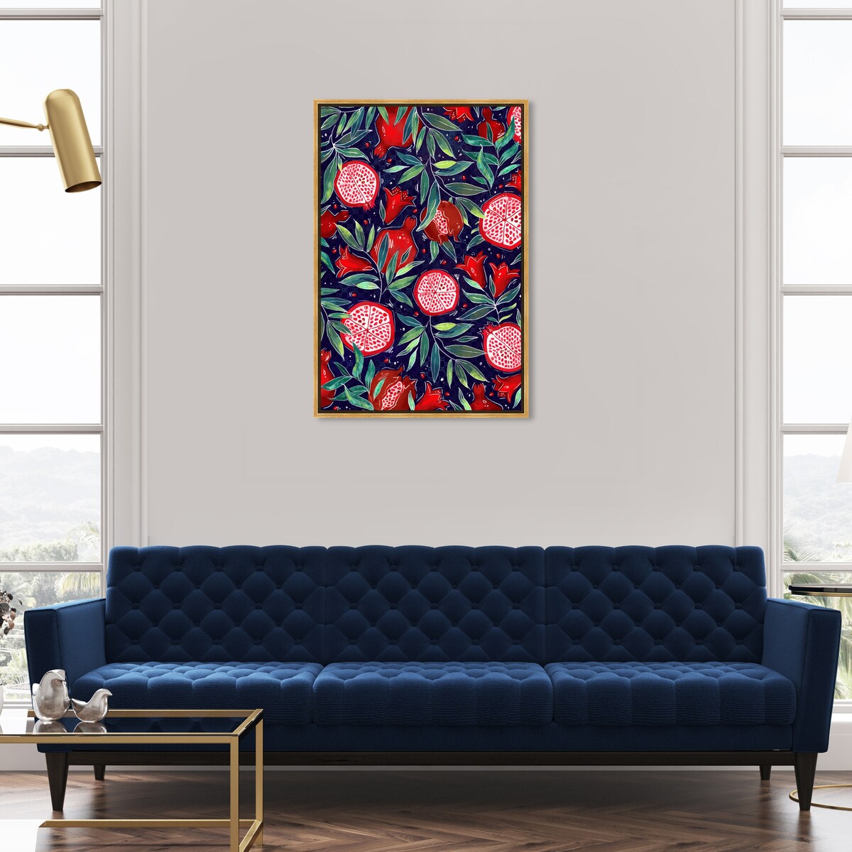 Blooming Tropical Flowers Framed Canvas Wall Art - White Cabin & Lodge Decor for Kitchen, Living Room, Bedroom - Nature-Inspired Home Decor