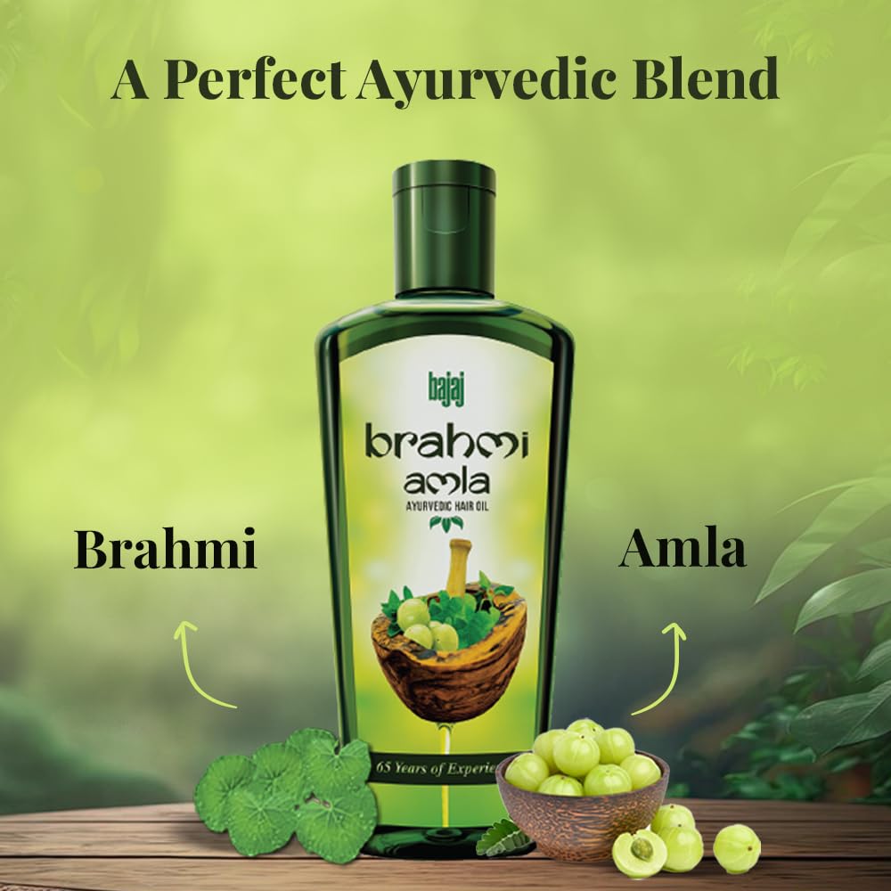 Bajaj Amla Hair Oil with Brahmi for Hair Growth | Ayurvedic Oil for Nourishment & Hair Fall Reduction | 300ml | Promotes Healthy Scalp & Stronger Hair for Men & Women