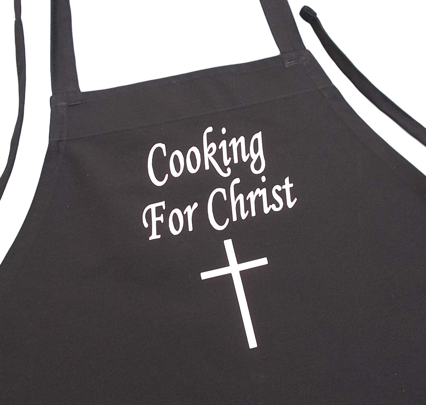 Christian Black Chef Apron for Cooking - Evangelical Kitchen Apron with Cross Design - Perfect for Church Potlucks, Bible Study Cooking & Christian Family Meals