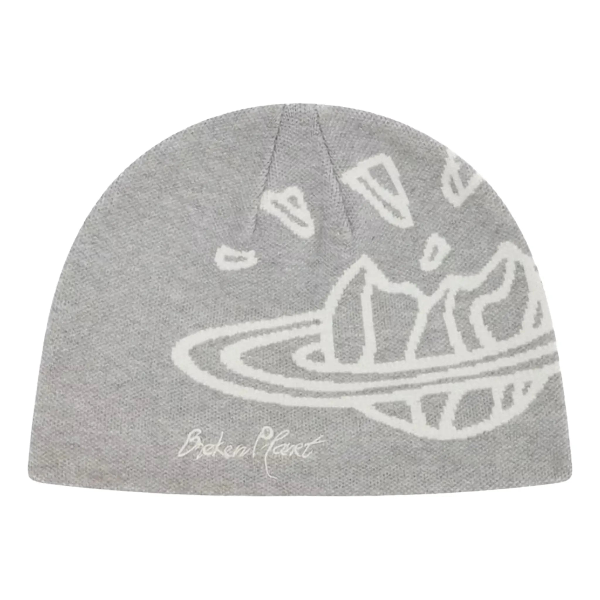 Broken Planet Logo Nylon Heather Grey Beanie Hat - Warm Winter Skull Cap for Men & Women - Perfect for Outdoor Activities, Skiing, and Streetwear Fashion