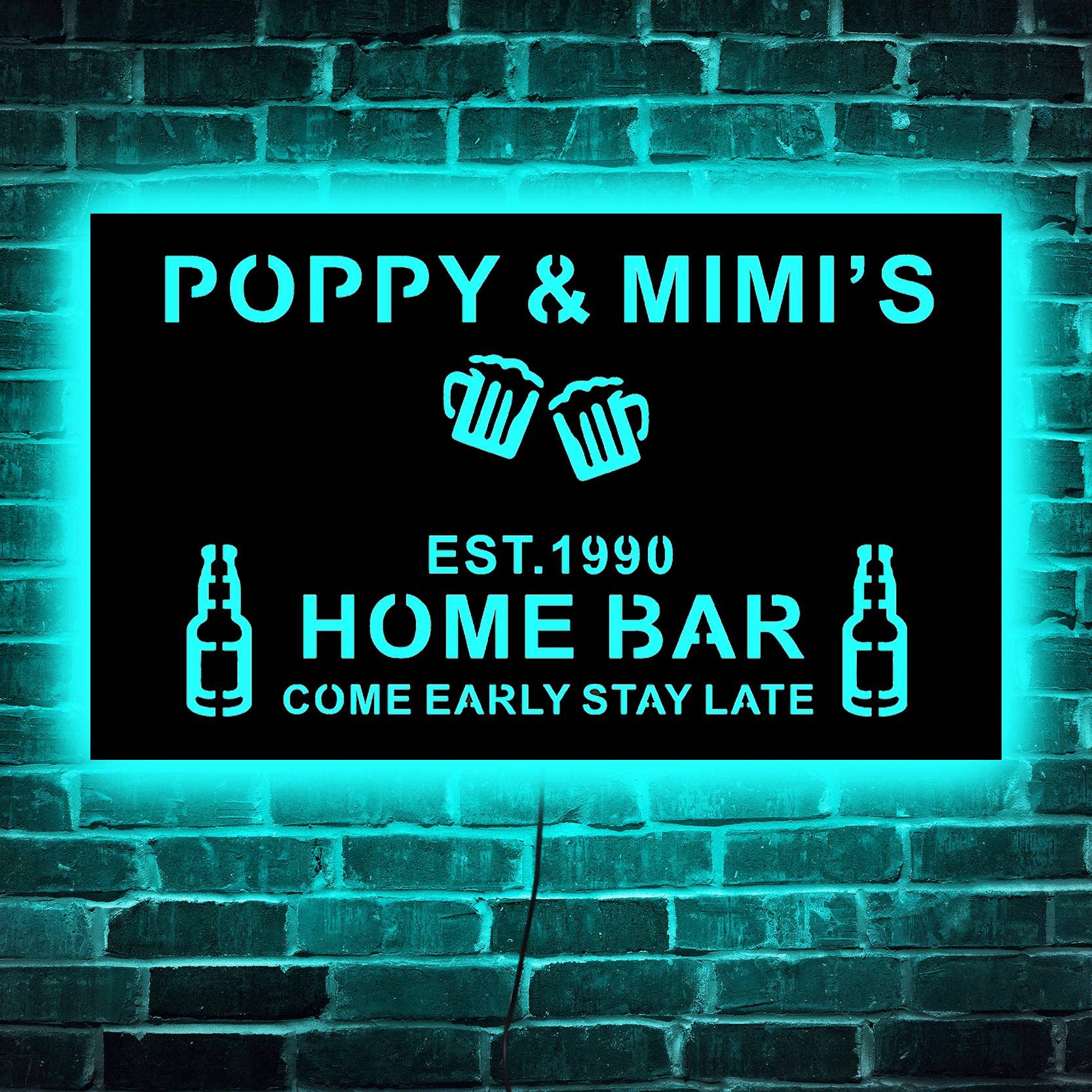 Custom LED Wood Bar Sign - Personalized Night Light for Tavern & Pub Decor | Perfect for Home Bars, Man Caves, and Game Rooms