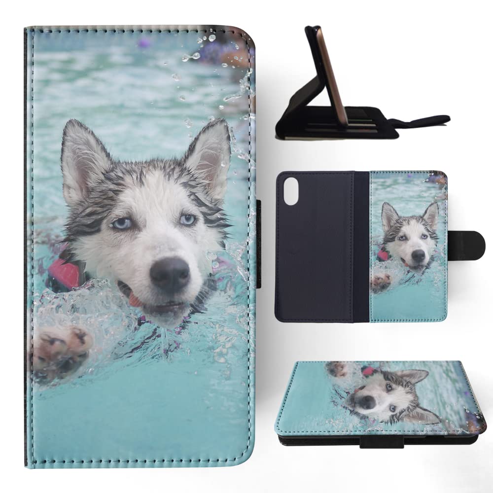 Siberian Husky Puppy Design Flip Wallet Phone Case for Apple iPhone X/Xs - Protective Cover with Card Slots for Daily Use & Travel