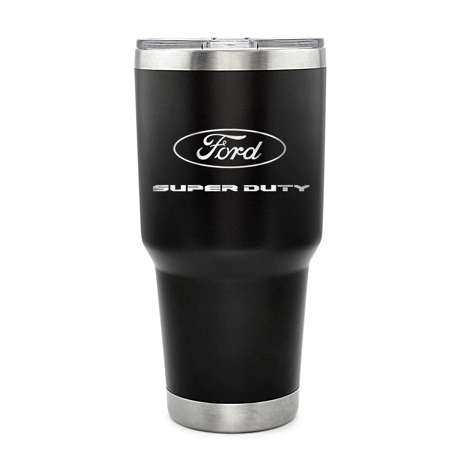 Ford Super-Duty 30oz Vacuum Tumbler - Black Stainless Steel Travel Mug for Camping & Commuting