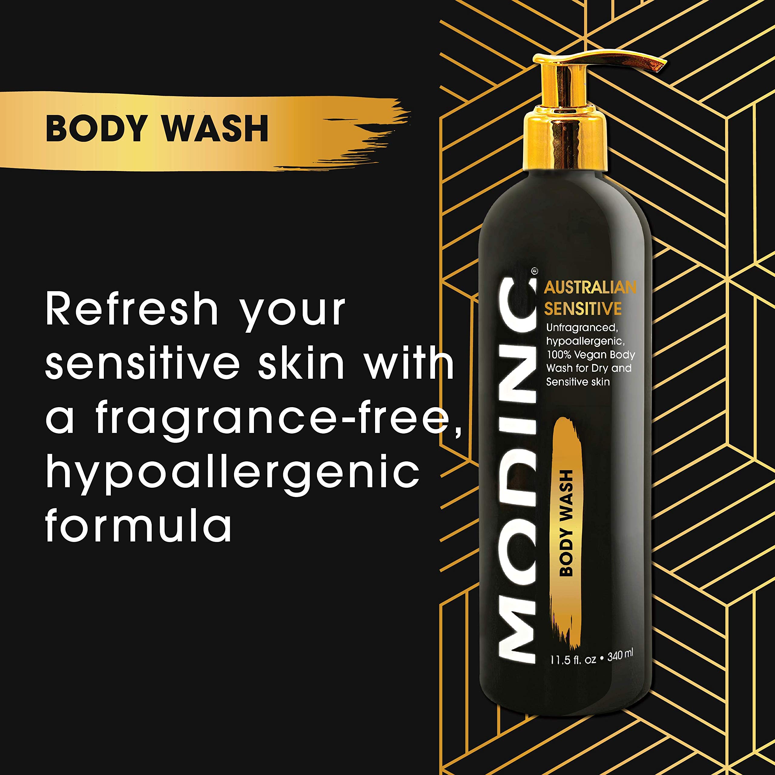 Premium Hypoallergenic Vegan Body Wash for Dry & Sensitive Skin - Fragrance-Free, Cruelty-Free Formula with Pump (11.5 oz) - Ideal for Daily Gentle Cleansing & Soothing Irritated Skin