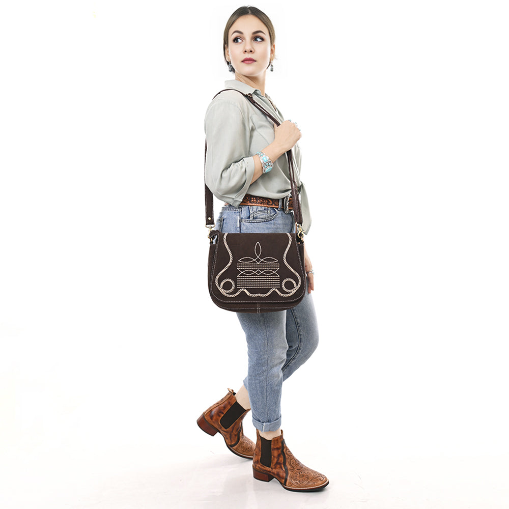 Genuine Western Suede Leather Crossbody Bag for Women - ADBGA670B - Perfect for Casual Outings, Travel, and Everyday Use